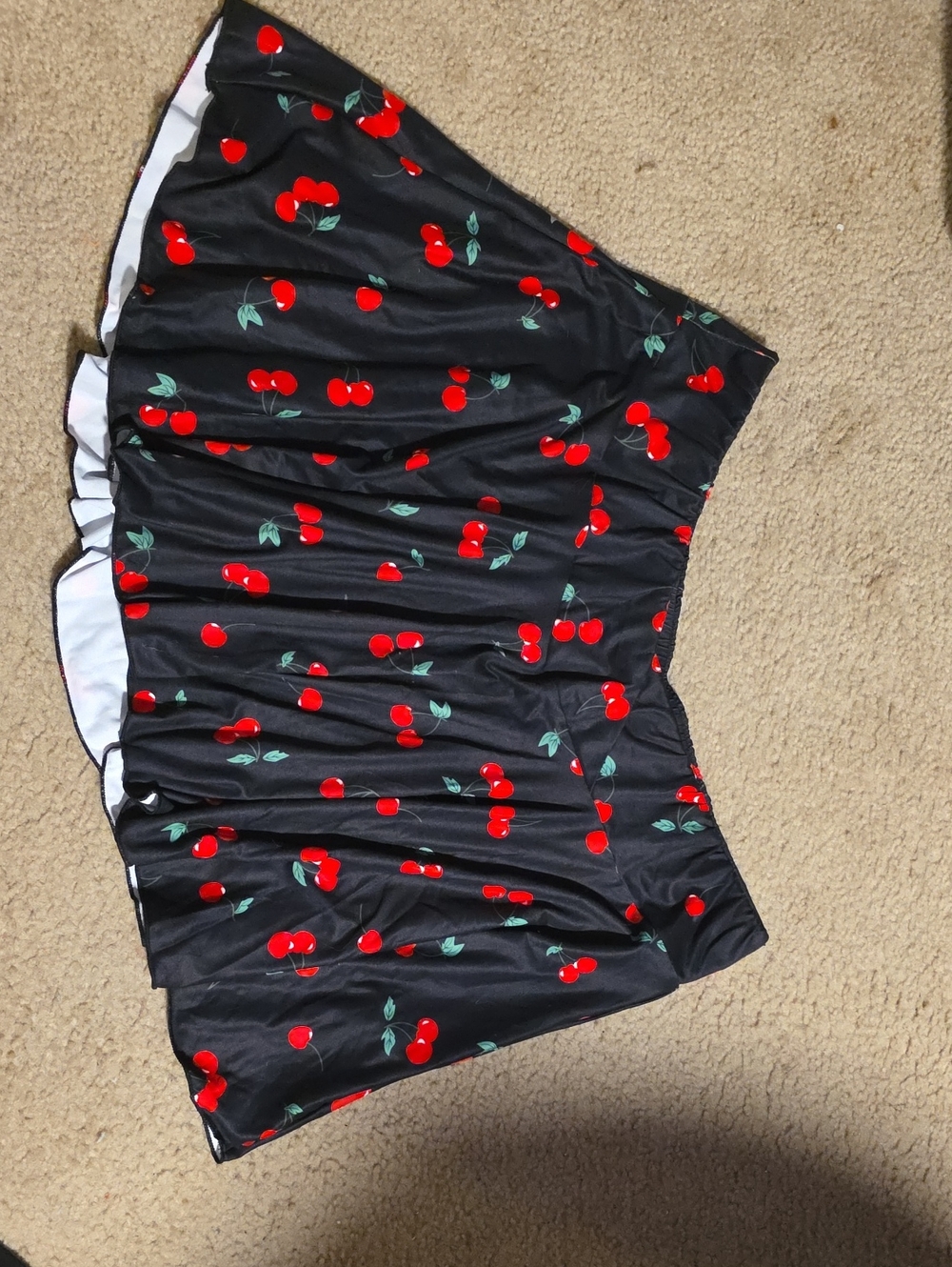SHEIN Black Skirt with Red Cherry Print
